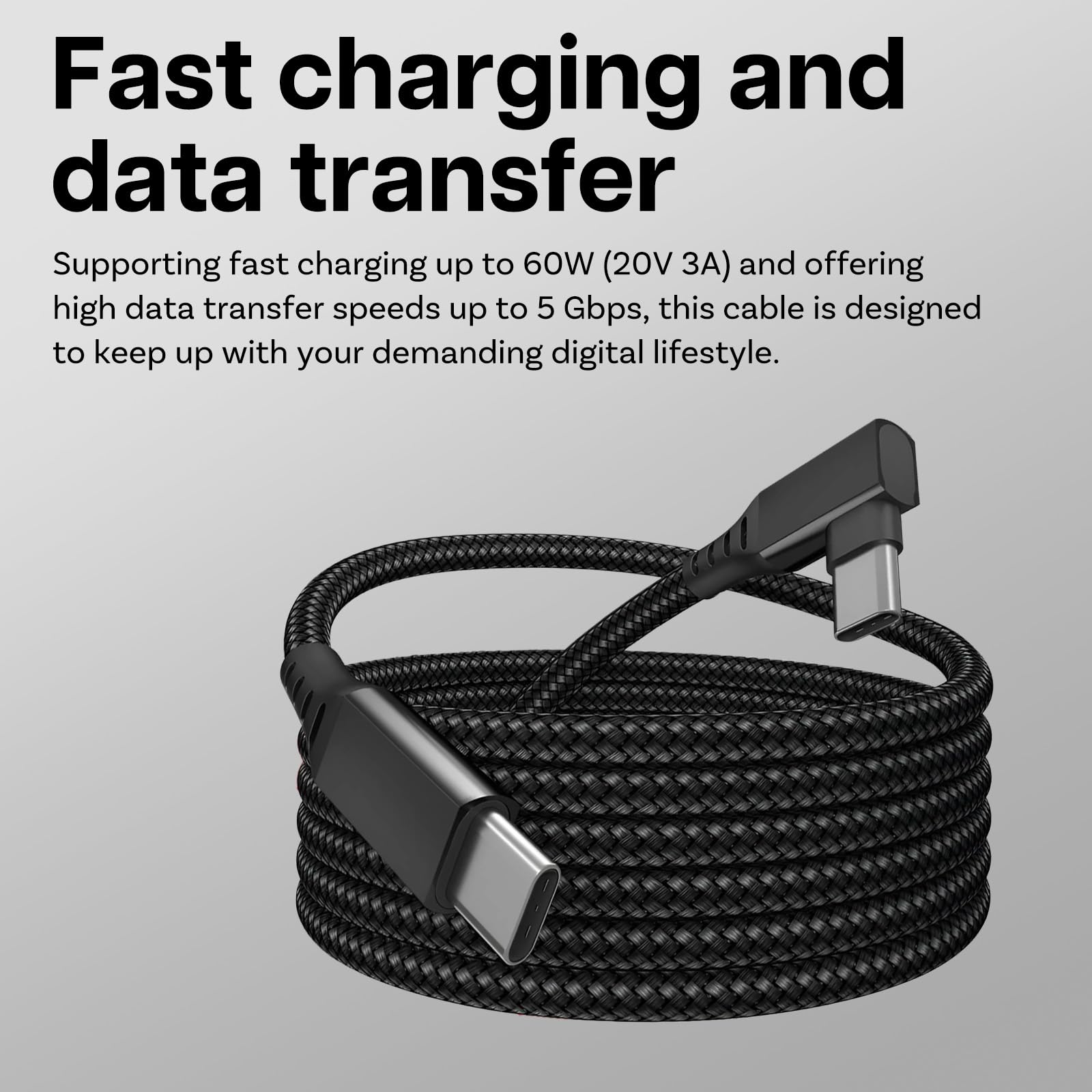 VR Link Cable USB-C to USB-C Compatible with Meta Quest 3S/3/2/ Pro,